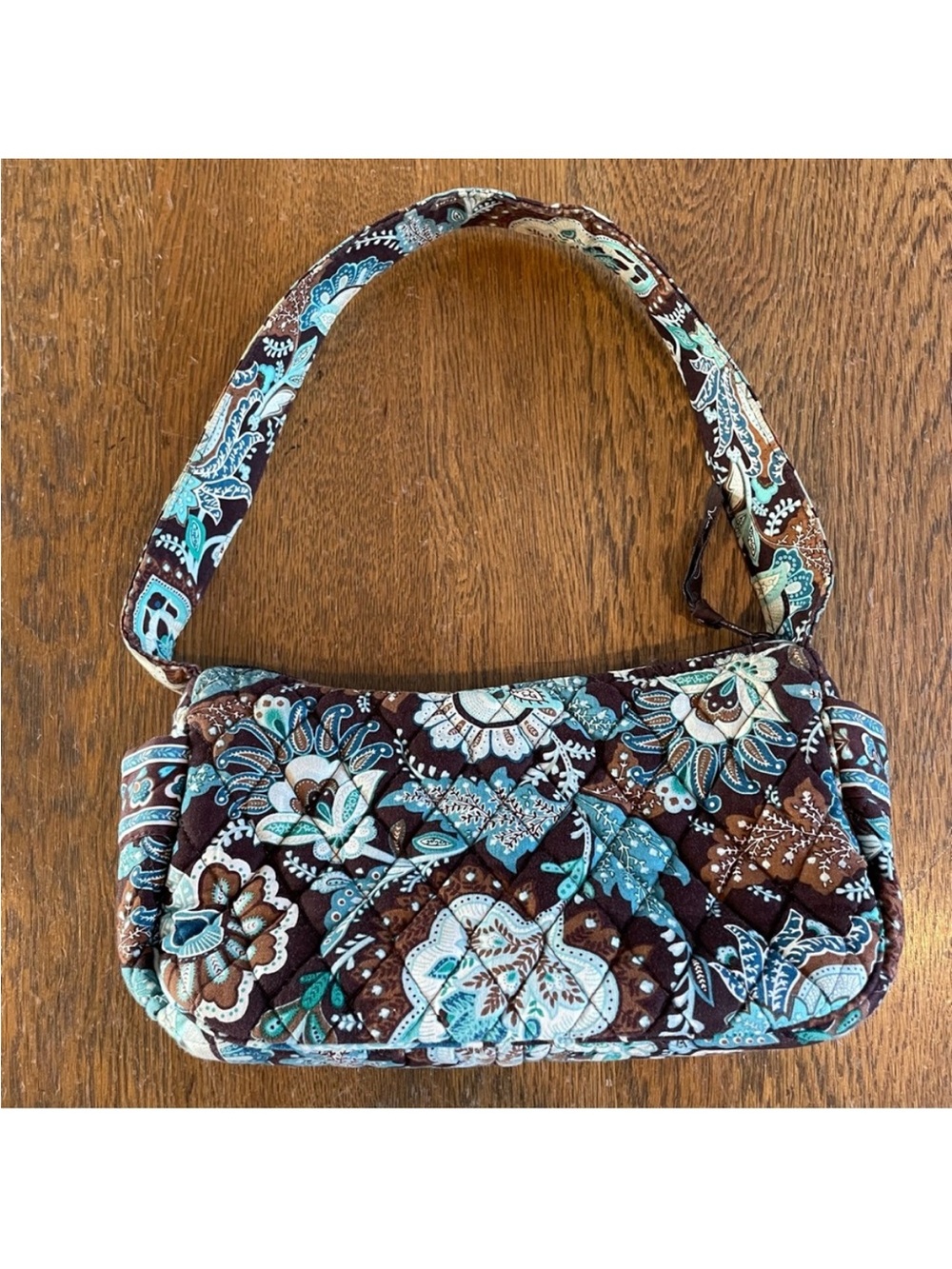 Vera Bradley Java Blue Maggie Purse Shoulder Handbag and Tri Fold Wallet Set - Picture 4 of 11
